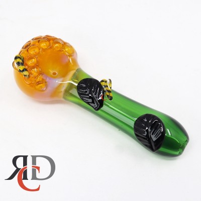 GLASS PIPE BEE & LEAF ART TWO COLOR TONE GP949 1CT